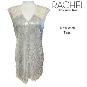 RACHEL ROY iridescent embellished sequin size small party cocktail shift event d